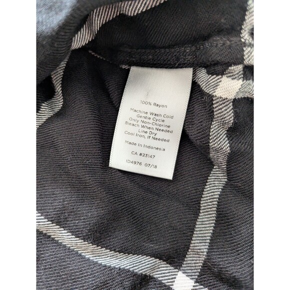 Talbots Blouse Top Shirt Women's L Black White Squares Pullover Plaid Normcorp - Picture 9 of 12